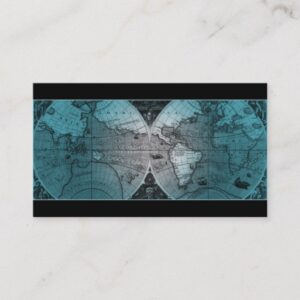 232 Travel Business Card World Map Globe blue