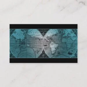 232 Travel Business Card World Map Globe blue