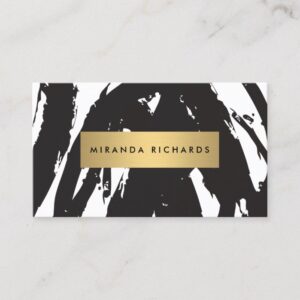 Abstract Black Brushstrokes for Makeup Artist Business Card