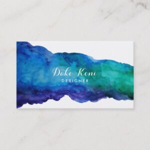 Abstract Blue Watercolor Business Card