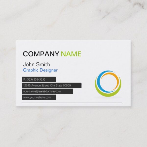 Abstract Circular Logo Modern Stylish Customizable Business Card