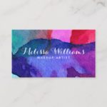 Abstract Multi-Colored Watercolors Makeup Artist Business Card