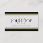 Accountant Black Gold Stripes Business Card