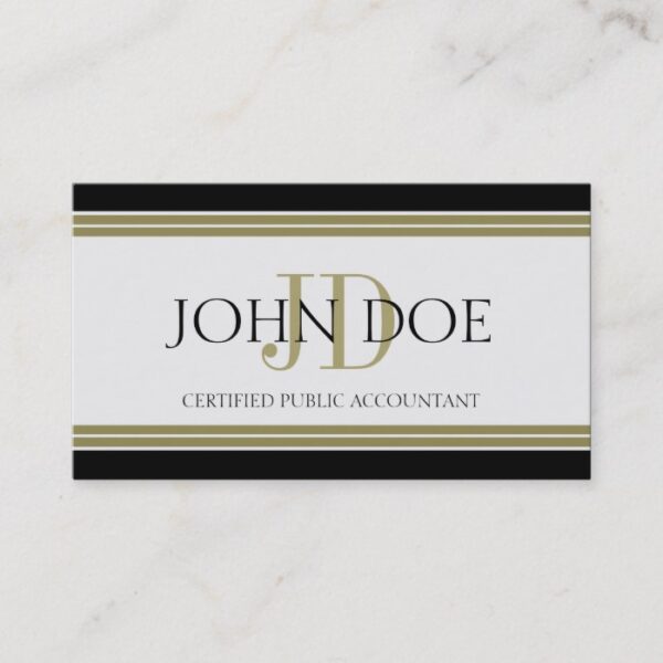 Accountant Black Gold Stripes Business Card
