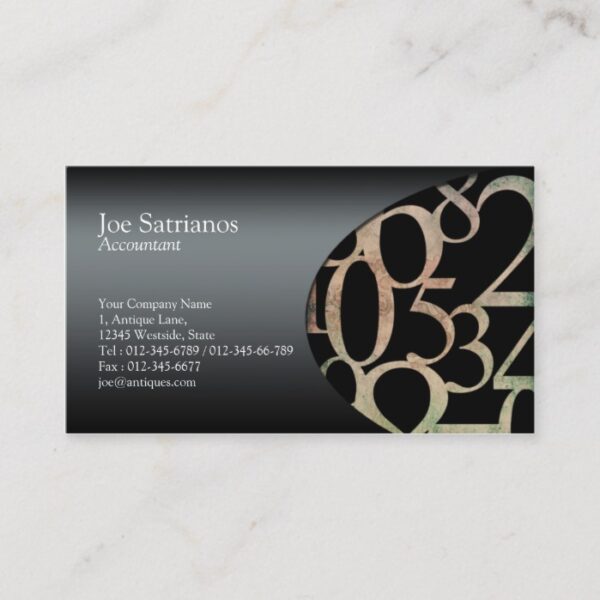 Accountant Business Card Side Numbers