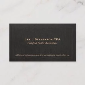 Accountant CPA Faux Black Linen Business Card
