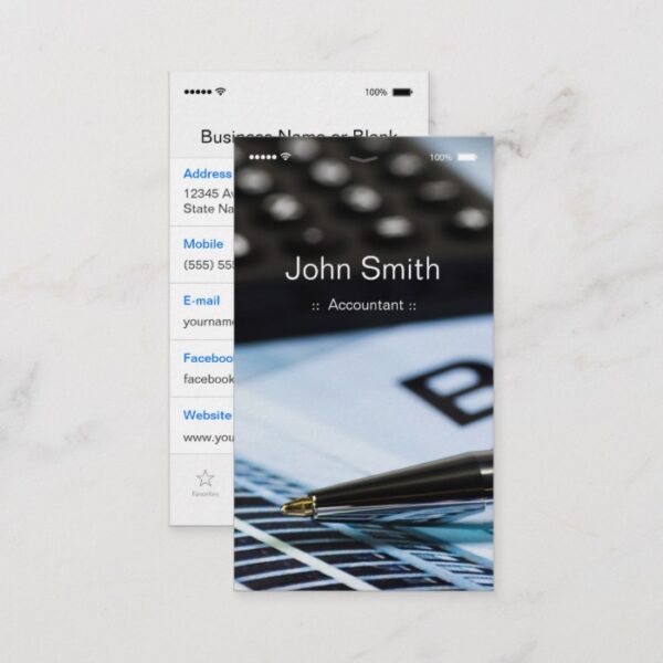 Accountant - iPhone iOS Customizable Flat UI Style Business Card