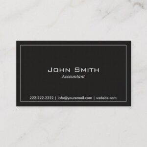 Accountant Simple Plain Dark Minimal Business Card