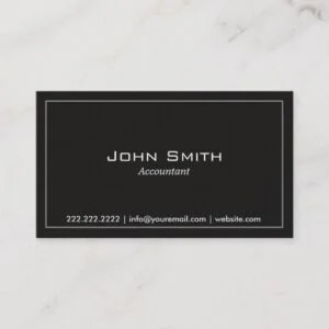 Accountant Simple Plain Dark Minimal Business Card