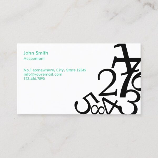 Accounting Bookkeeping Random Numbers Business Card