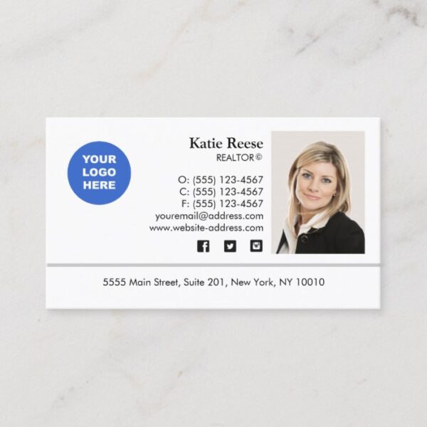 Add Photo and Logo Real Estate Professional Business Card