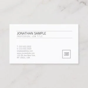 Add Your Logo Elegant White Simple Professional Business Card
