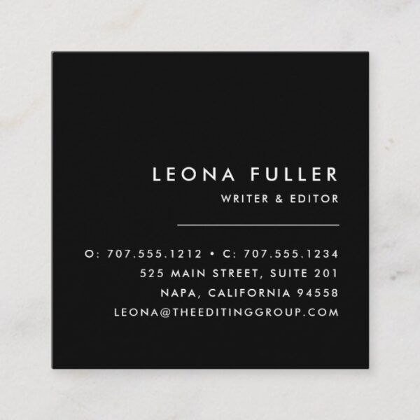 Add Your Logo | Modern Black and White Square Business Card