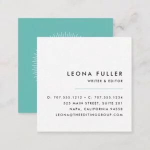 Add Your Logo | Modern Black, White and Aqua Square Business Card