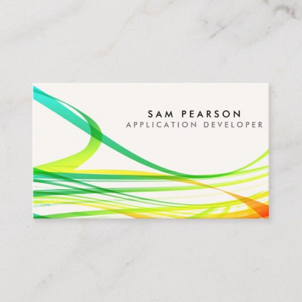 App Developer Colorful Abstract Flowing Streamers Business Card