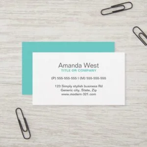 Aqua blue modern generic simple elegant personal business card