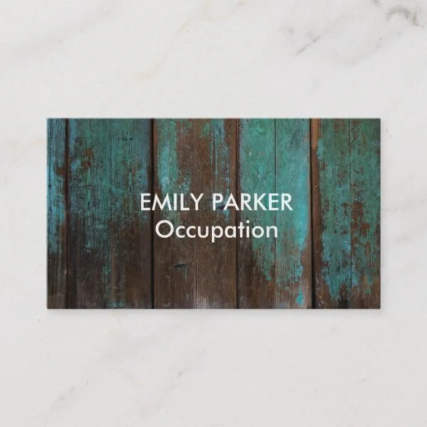 Aqua Tinted Distressed Rustic Wood Professional Business Card