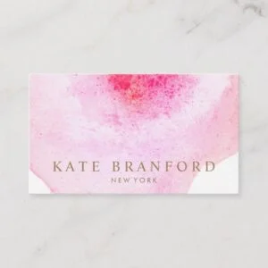 Artistic Pink Watercolor Large Floral Art Business Card