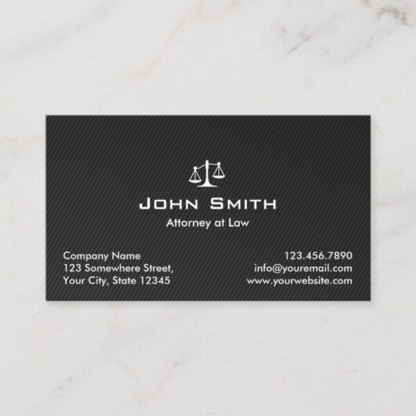 Attorney at Law Black Carbon Fiber Lawyer Business Card