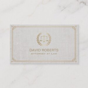 Attorney at Law Classy Linen Elegant Lawyer Business Card
