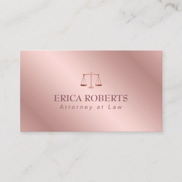 Attorney at Law Elegant Foil Rose Gold Lawyer Business Card
