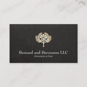 Attorney at Law Faux Gold Leaf and Black Linen Business Card