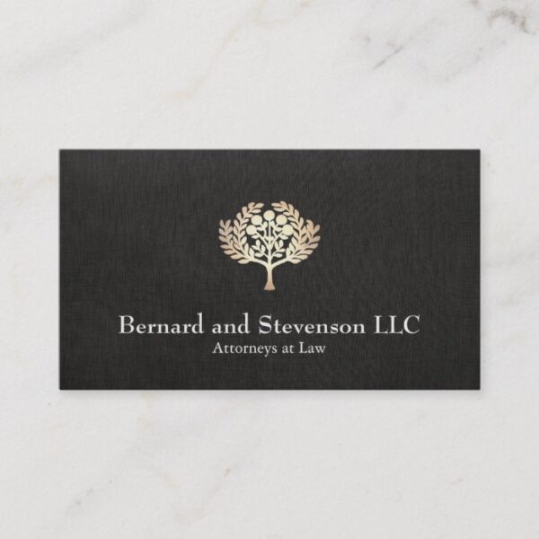 Attorney at Law Faux Gold Leaf and Black Linen Business Card