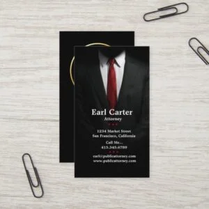 Attorney at Law Men's Suit Red Tie Business Cards
