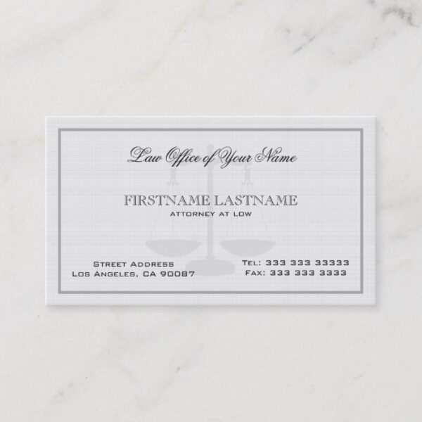 Attorney At Law Office Simple Linen  Texture Business Card
