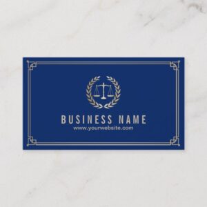 Attorney at Law Royal Blue Gold Framed Lawyer Business Card