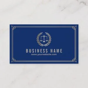 Attorney at Law Royal Blue Gold Framed Lawyer Business Card