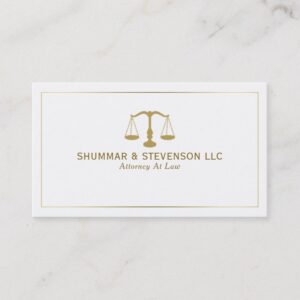 Attorney At Law-Simple Gold Scale & Border Business Card