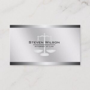 Attorney At Law White and Silver Steel Legal Scale Business Card
