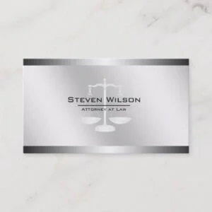 Attorney At Law White and Silver Steel Legal Scale Business Card