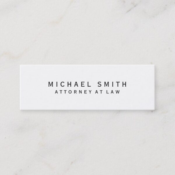 Attorney at Law White Simple Minimalist Mini Business Card
