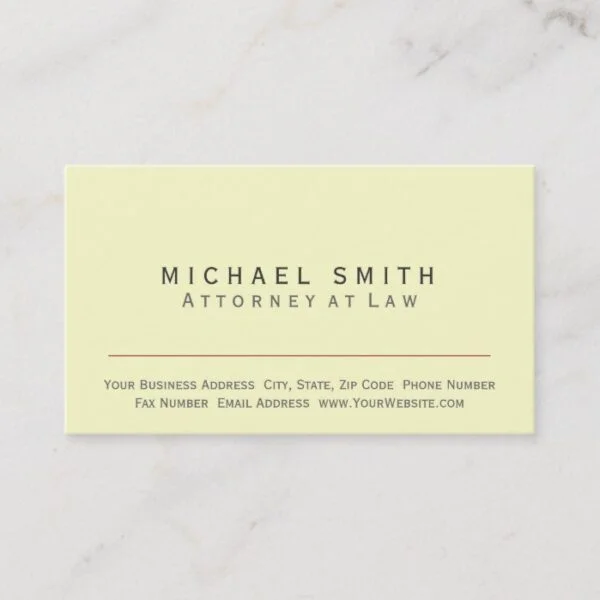 Attorney at Law - Yellow Minimal Business Card