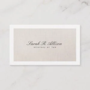 Attorney Faux Linen Elegant Beige Business Card