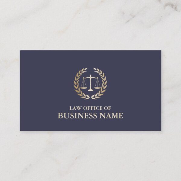 Attorney Lawyer Gold Scale of Justice Elegant Business Card