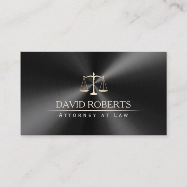Attorney Lawyer Modern Black & Gold Metallic Business Card