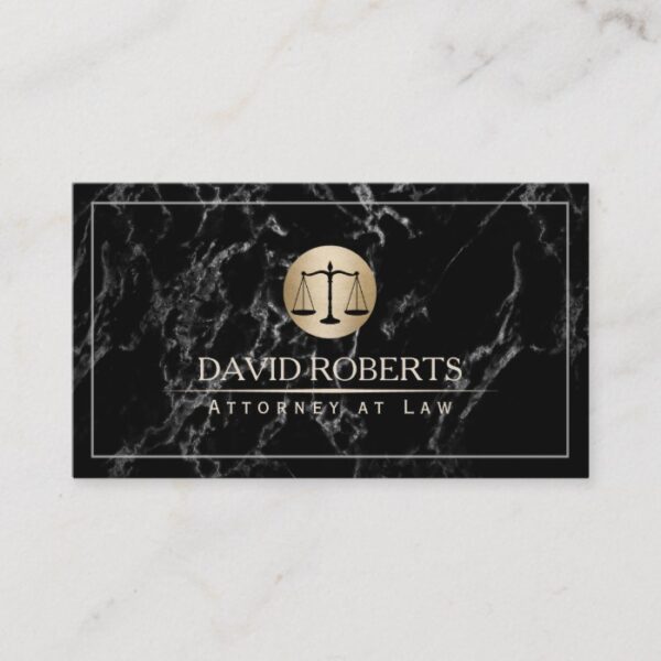 Attorney Lawyer Simple Framed Elegant Dark Marble Business Card