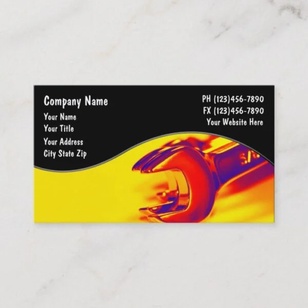 Automotive Mechanic Wrenches Theme Business Card