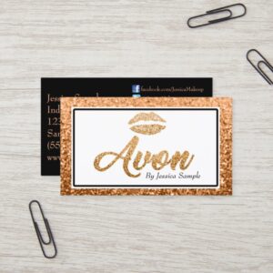 Avon Rose Gold Beauty Lips Business Card