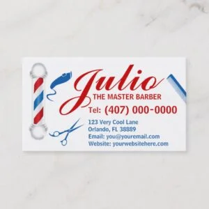 Barber Business Card Design (Customizable, pole)