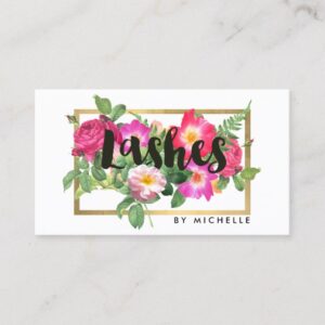 Beauty Florals Lash Extensions White Business Card