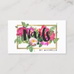 Beauty Florals Nail Salon White Business Card