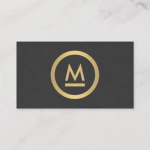 Big Initial Modern Monogram in Faux Gold Business Card