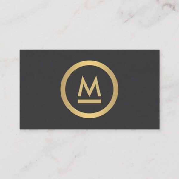 Big Initial Modern Monogram in Faux Gold Business Card