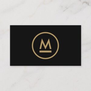 Big Initial Modern Monogram in Gold on Black Business Card