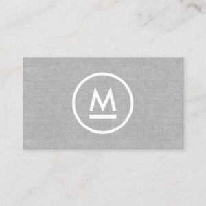 Big Initial Modern Monogram on Gray Linen Business Card