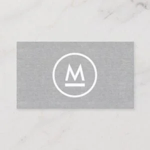 Big Initial Modern Monogram on Gray Linen Business Card